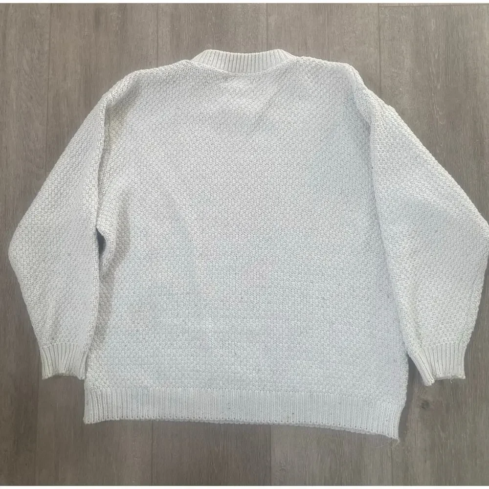 Vintage‎ Croft and Barrow Fisherman Core Cream Chunky Knit Sweater Size Large - Picture 4 of 4